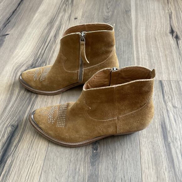 Golden Goose Suede Young Cowboy Ankle Boots Studded Side-Zip Block Heel Size 38 - Picture 4 of 9